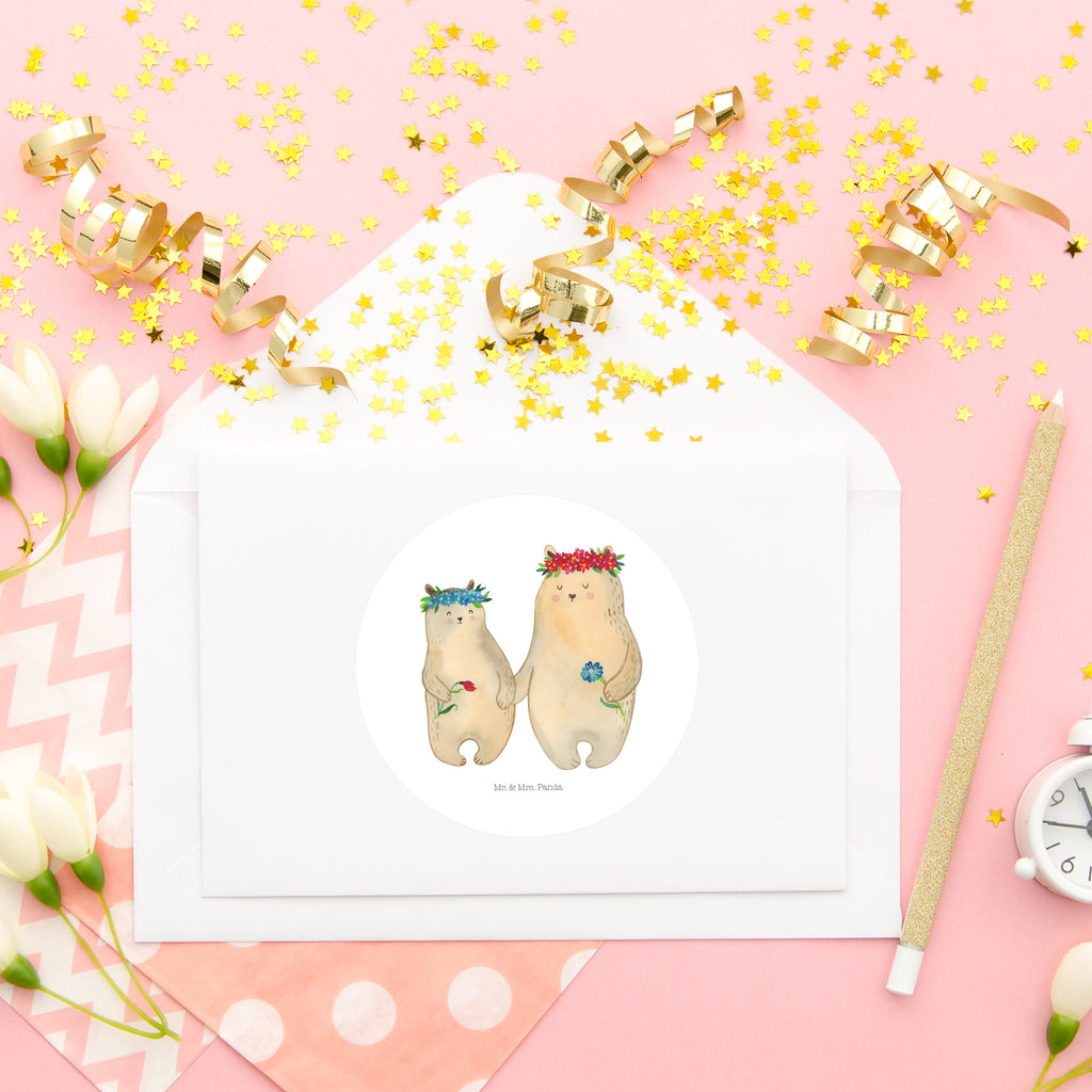 80mm Rund Aufkleber Bären mit Blumenkranz Sticker, Aufkleber, Etikett, Familie, Vatertag, Muttertag, Bruder, Schwester, Mama, Papa, Oma, Opa, Bär, Bären, Mutter, Mutti, Mami, Lieblingsmensch, Lieblingsmama, beste Mutter, weltbeste Mama, Geschenk Mama. Muttertag, Tochter, Kind, Kinder, Töchter, Family, Vorbild
