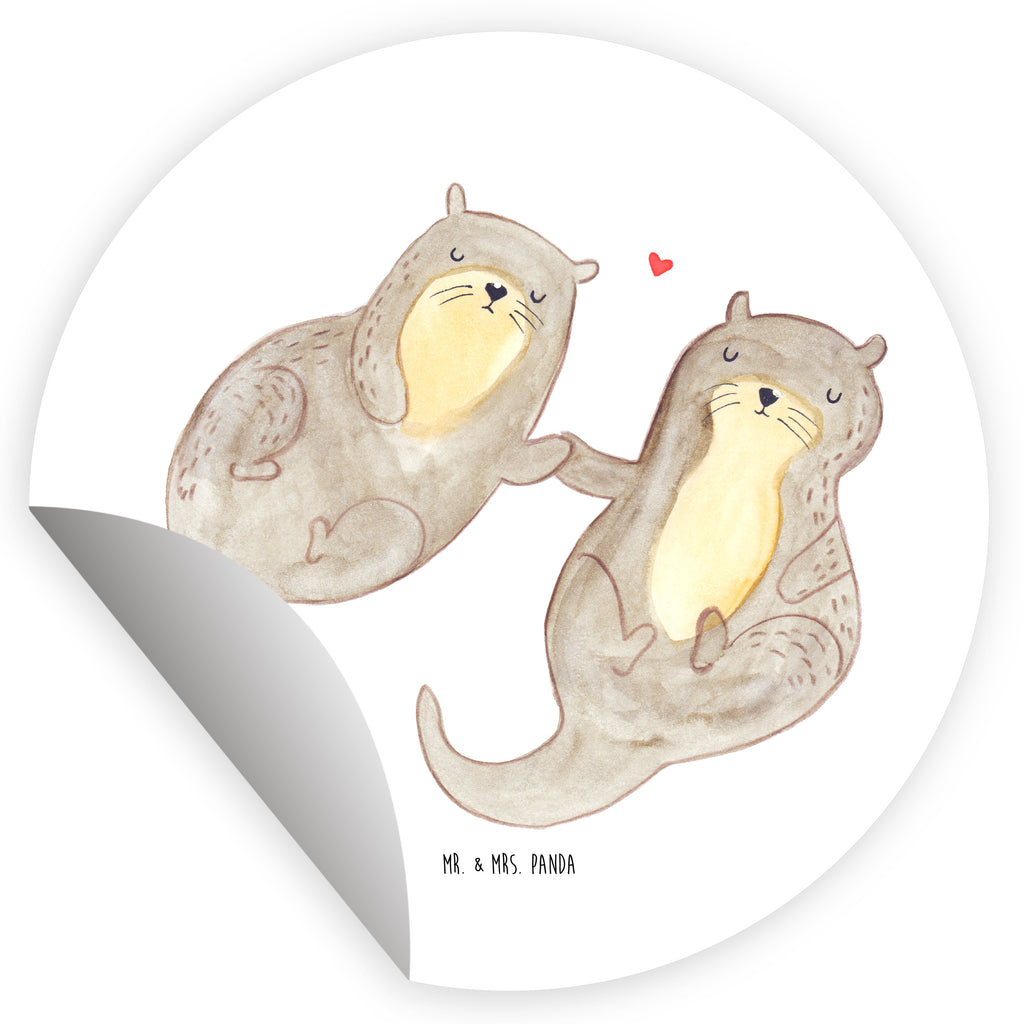 120mm Rund Aufkleber Otter händchenhaltend Sticker, Aufkleber, Etikett, Kinder, rund, Otter, Fischotter, Seeotter, Otter Seeotter See Otter