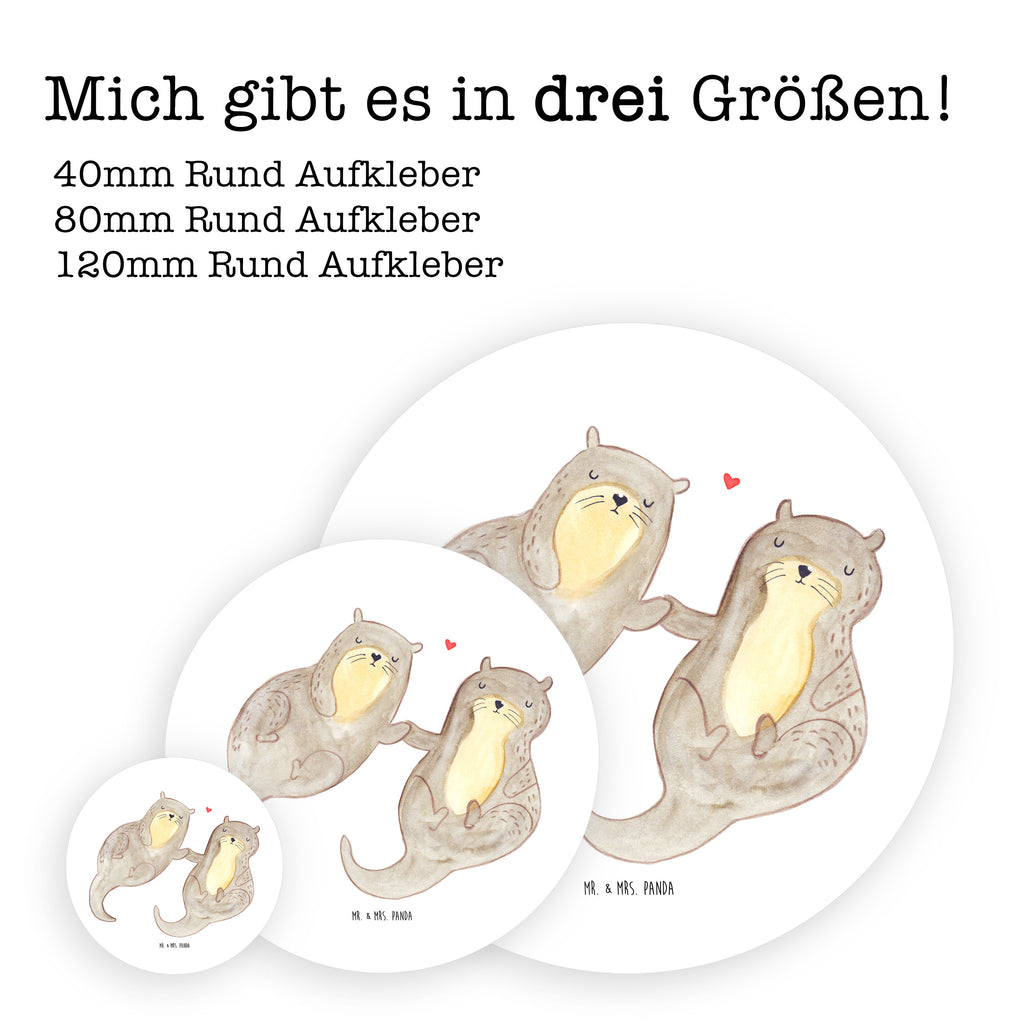 120mm Rund Aufkleber Otter händchenhaltend Sticker, Aufkleber, Etikett, Kinder, rund, Otter, Fischotter, Seeotter, Otter Seeotter See Otter