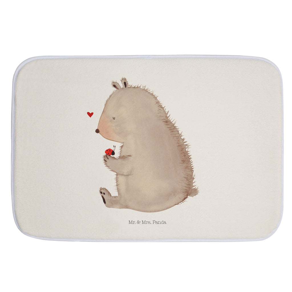 Badvorleger Bär mit Marienkäfer Badematte, Badteppich, Duschvorleger, Badezimmerteppich, Badezimmermatte, Badvorleger, Duschmatte, Duschteppich, Bär, Teddy, Teddybär, Marienkäfer, Liebe, Freiheit, Motivation, Das Leben ist schön