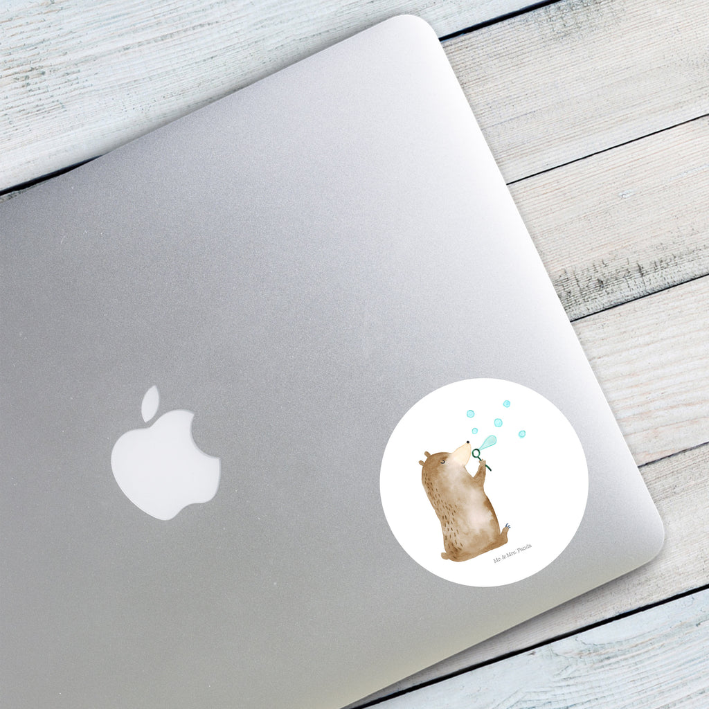 80mm Rund Aufkleber Bär Seifenblasen Sticker, Aufkleber, Etikett, Bär, Teddy, Teddybär, Seifenblasen Bär Lustig Sein Glücklich Traurig Happy