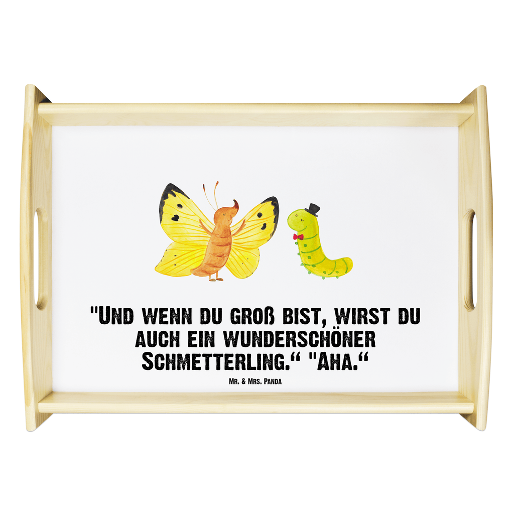 Serviertablett Raupe & Schmetterling Tablett, Holztablett, Küchentablett, Dekotablett, Frühstückstablett, Tiermotive, Gute Laune, lustige Sprüche, Tiere, Raupe, Schmetterling, Zitronenfalter, Entwicklung, Erwachsen werden, Kokon, Hut, Hütchen, Schönheit, Aufwachsen