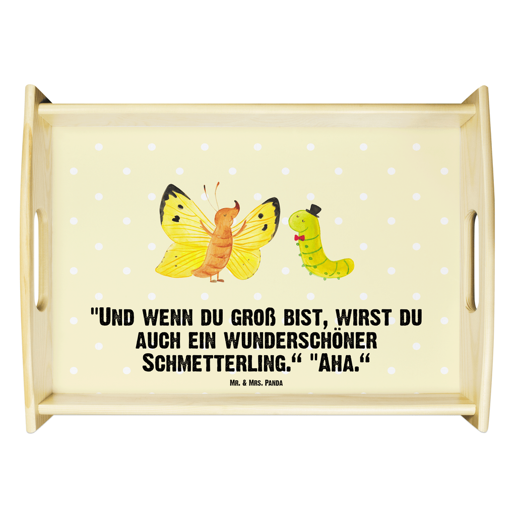 Serviertablett Raupe & Schmetterling Tablett, Holztablett, Küchentablett, Dekotablett, Frühstückstablett, Tiermotive, Gute Laune, lustige Sprüche, Tiere, Raupe, Schmetterling, Zitronenfalter, Entwicklung, Erwachsen werden, Kokon, Hut, Hütchen, Schönheit, Aufwachsen