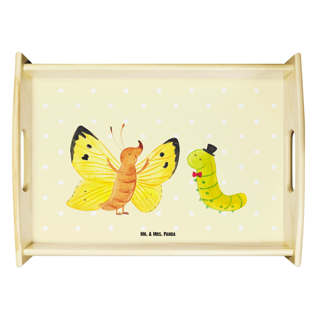 Serviertablett Raupe & Schmetterling Tablett, Holztablett, Küchentablett, Dekotablett, Frühstückstablett, Tiermotive, Gute Laune, lustige Sprüche, Tiere, Raupe, Schmetterling, Zitronenfalter, Entwicklung, Erwachsen werden, Kokon, Hut, Hütchen, Schönheit, Aufwachsen