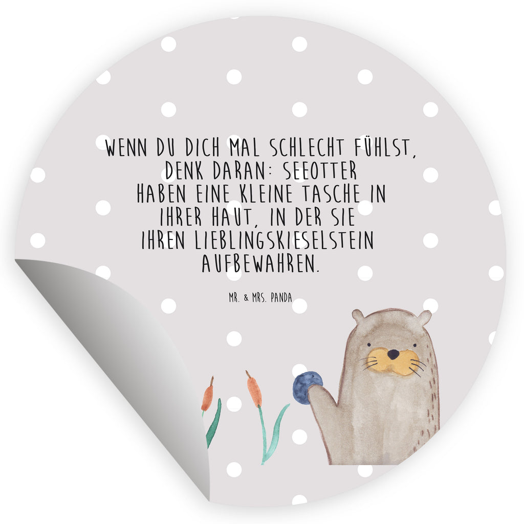 80mm Rund Aufkleber Otter mit Stein Sticker, Aufkleber, Etikett, Otter, Fischotter, Seeotter, Otter Seeotter See Otter