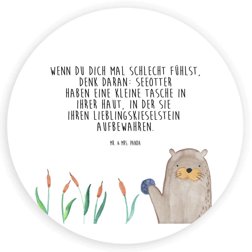 80mm Rund Aufkleber Otter mit Stein Sticker, Aufkleber, Etikett, Otter, Fischotter, Seeotter, Otter Seeotter See Otter