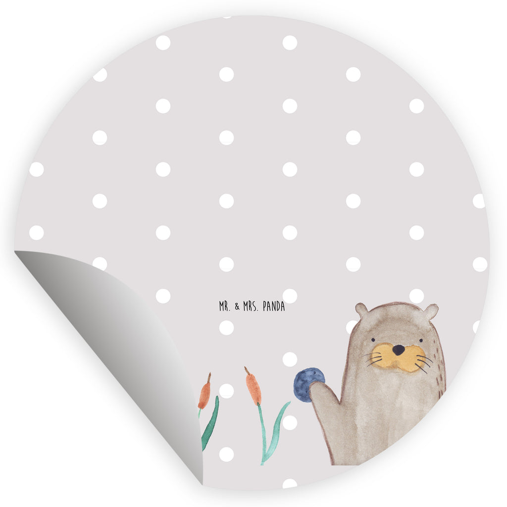 80mm Rund Aufkleber Otter mit Stein Sticker, Aufkleber, Etikett, Otter, Fischotter, Seeotter, Otter Seeotter See Otter