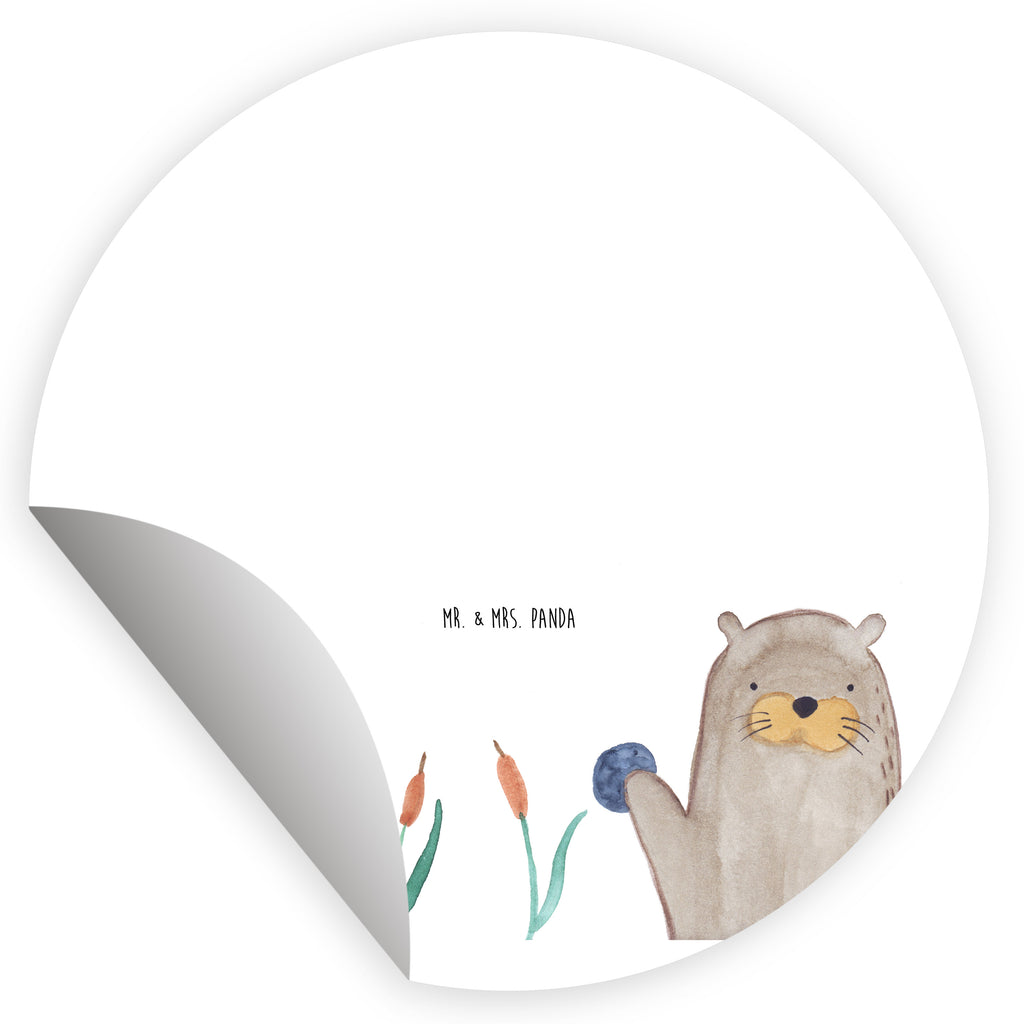 80mm Rund Aufkleber Otter mit Stein Sticker, Aufkleber, Etikett, Otter, Fischotter, Seeotter, Otter Seeotter See Otter
