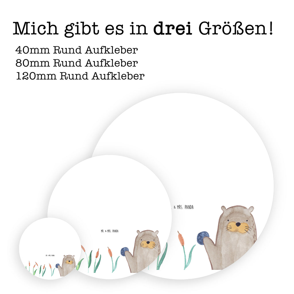 80mm Rund Aufkleber Otter mit Stein Sticker, Aufkleber, Etikett, Otter, Fischotter, Seeotter, Otter Seeotter See Otter