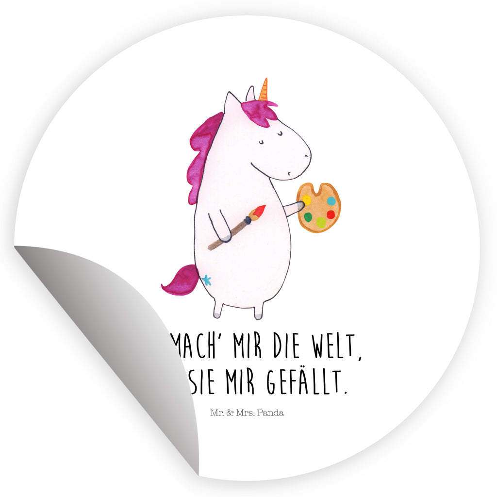 40mm Rund Aufkleber Einhorn Künstler Sticker, Aufkleber, Etikett, Einhorn, Einhörner, Einhorn Deko, Pegasus, Unicorn, Englisch, Künstler, Artist, Malen, Zeichnen, Welt, Farbe, Stift, Pinsel, Geschenk, Maler