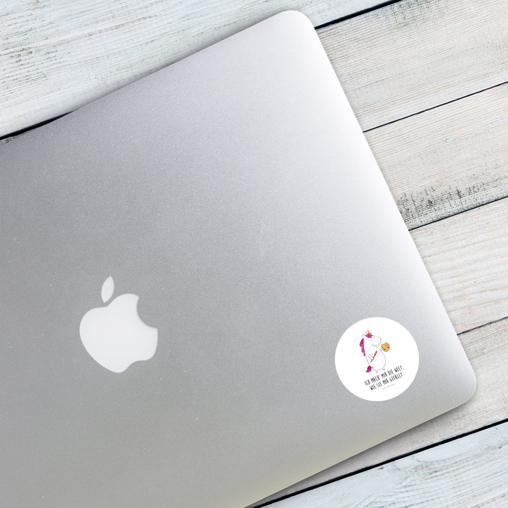 40mm Rund Aufkleber Einhorn Künstler Sticker, Aufkleber, Etikett, Einhorn, Einhörner, Einhorn Deko, Pegasus, Unicorn, Englisch, Künstler, Artist, Malen, Zeichnen, Welt, Farbe, Stift, Pinsel, Geschenk, Maler