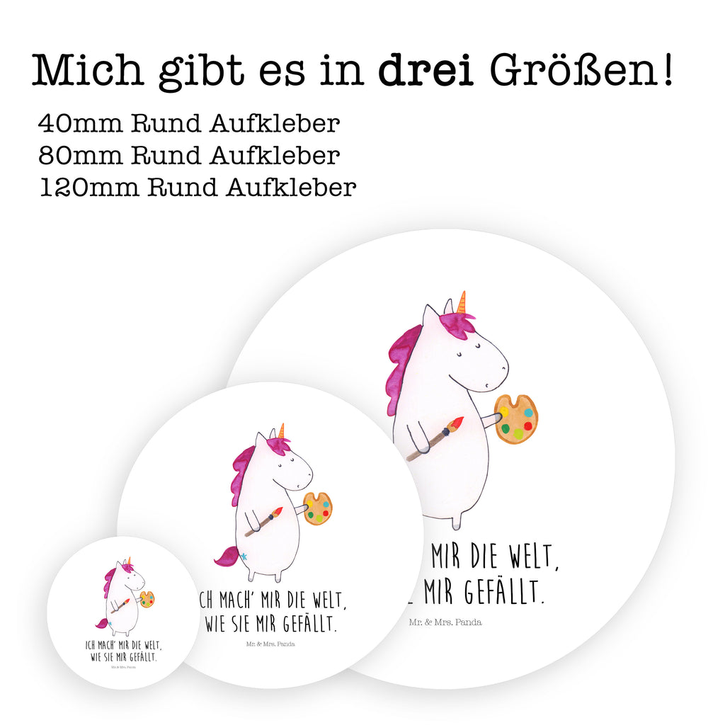 40mm Rund Aufkleber Einhorn Künstler Sticker, Aufkleber, Etikett, Einhorn, Einhörner, Einhorn Deko, Pegasus, Unicorn, Englisch, Künstler, Artist, Malen, Zeichnen, Welt, Farbe, Stift, Pinsel, Geschenk, Maler