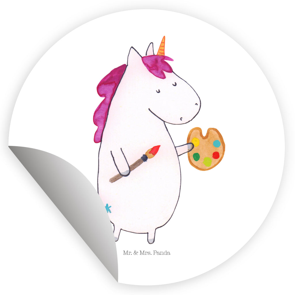 40mm Rund Aufkleber Einhorn Künstler Sticker, Aufkleber, Etikett, Einhorn, Einhörner, Einhorn Deko, Pegasus, Unicorn, Englisch, Künstler, Artist, Malen, Zeichnen, Welt, Farbe, Stift, Pinsel, Geschenk, Maler
