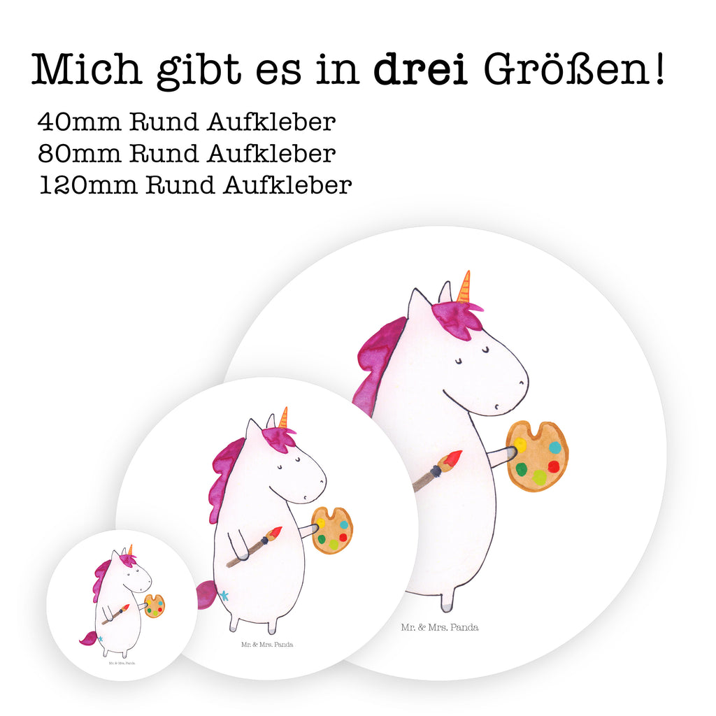 40mm Rund Aufkleber Einhorn Künstler Sticker, Aufkleber, Etikett, Einhorn, Einhörner, Einhorn Deko, Pegasus, Unicorn, Englisch, Künstler, Artist, Malen, Zeichnen, Welt, Farbe, Stift, Pinsel, Geschenk, Maler
