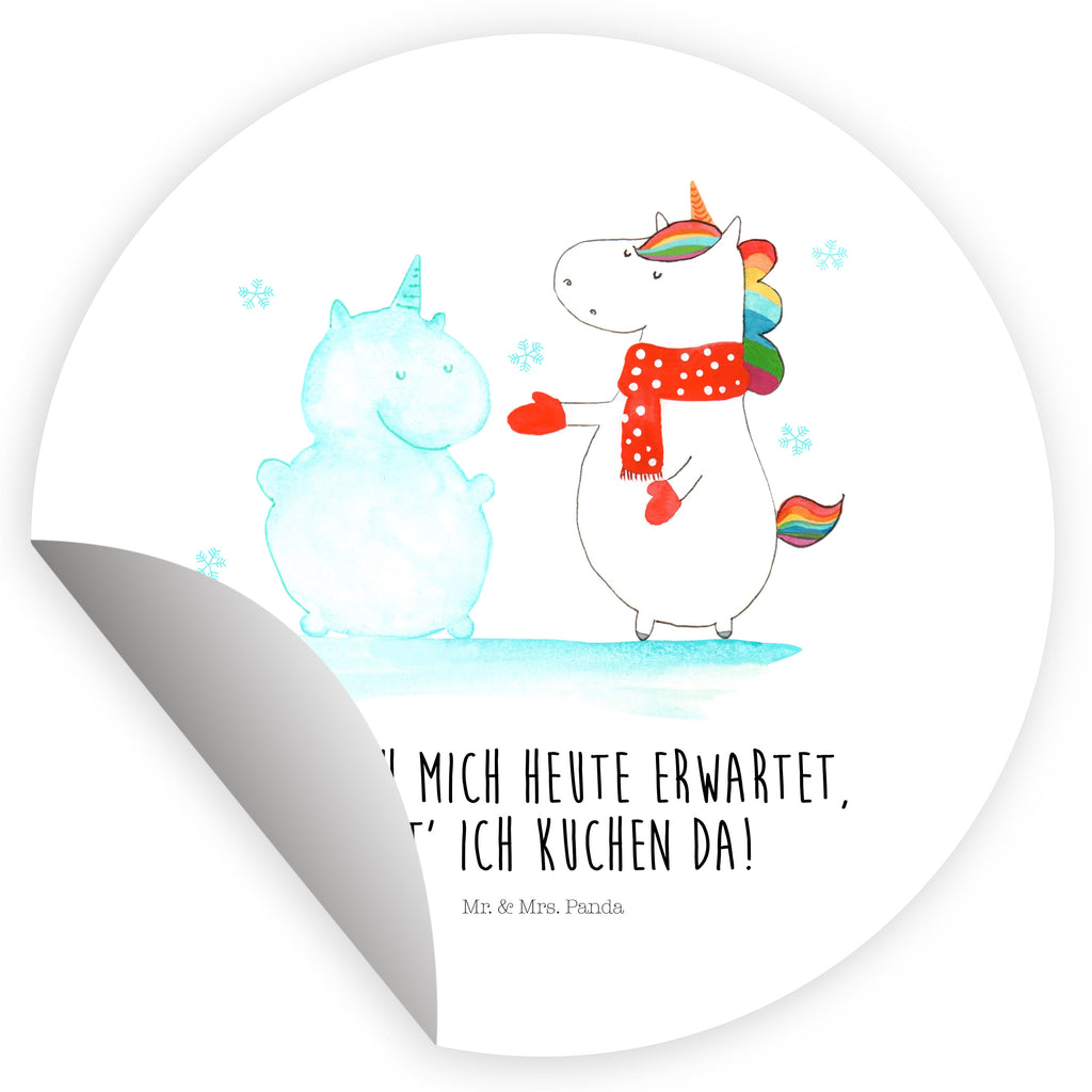 40mm Rund Aufkleber Einhorn Schneemann Sticker, Aufkleber, Etikett, Einhorn, Einhörner, Einhorn Deko, Pegasus, Unicorn, Schneemann, Winter, Schnee, Kuchen, Weihnachten, kalt, Mütze, Handschuhe, X-Mas