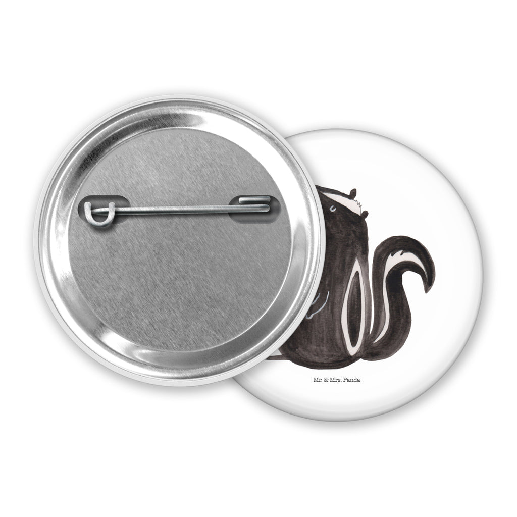 50mm Button Stinktier sitzend 50mm Button, Button, Pin, Anstecknadel, Stinktier, Skunk, Wildtier, Raubtier, Stinker, Stinki, Spruch, Büro, Recht, Besserwisser