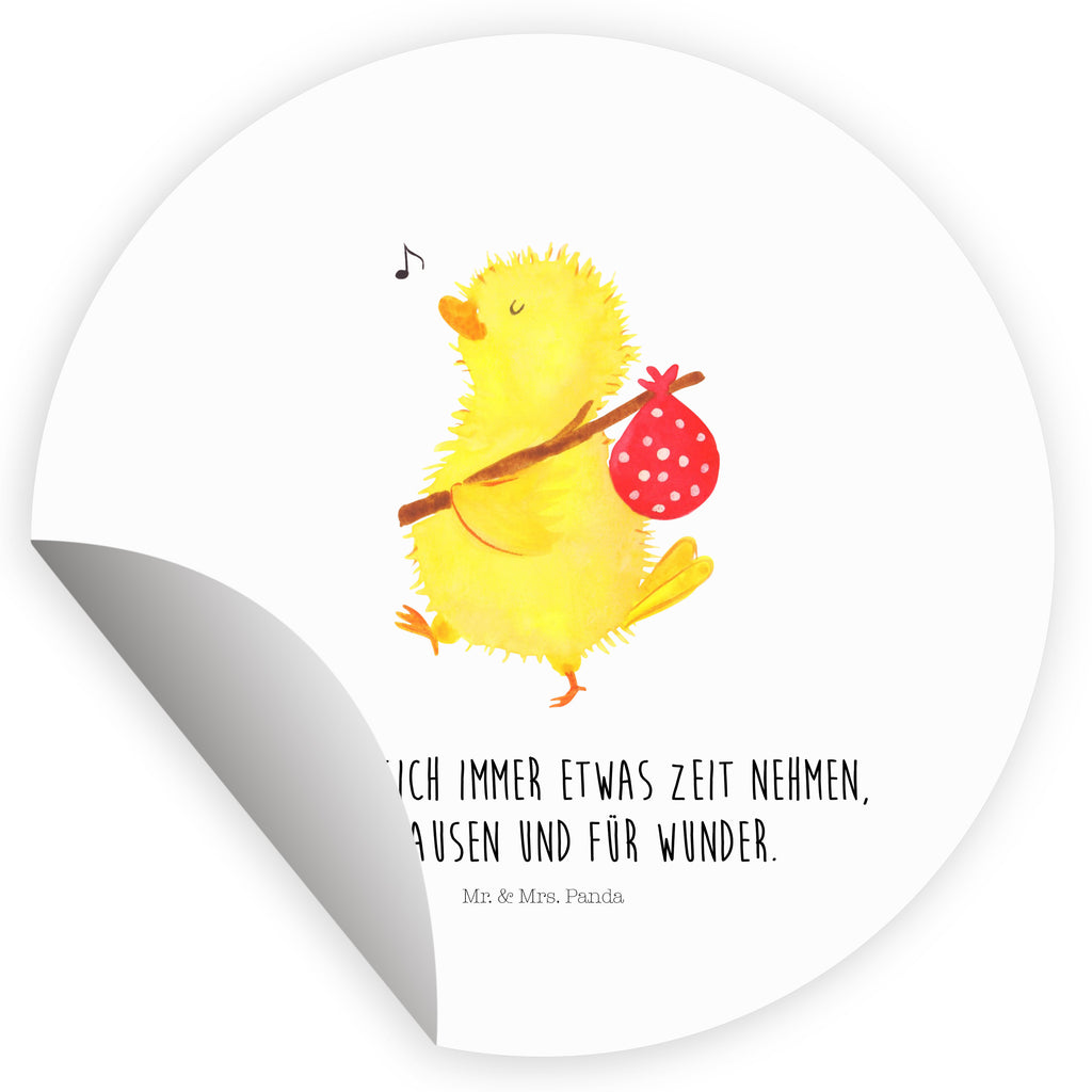 40mm Rund Aufkleber Küken Wanderer Sticker, Aufkleber, Etikett, Ostern, Osterhase, Ostergeschenke, Osternest, Osterdeko, Geschenk zu Ostern, Küken, Osterei, Ostereier, Ei, Frühlingsgefühle, Freude, Grüße, liebe Grüße, Frohe Ostern, Ostergrüße, Flausen, Wunder, Reisen, Weltenbummler, Zeit, Zeitmanagement, Backpacker