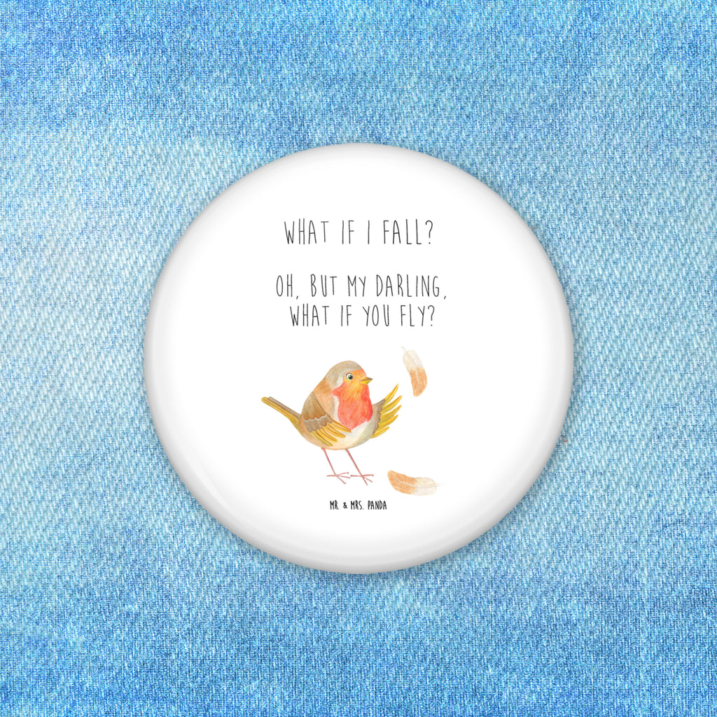 50mm Button Rotkehlchen mit Federn 50mm Button, Button, Pin, Anstecknadel, Tiermotive, Gute Laune, lustige Sprüche, Tiere, What if i fall, Rotkehlchen, Spruch Motivation, Spruch Mut, Vogel, Motivation Sprüche, Motivationsbilder, fliegen