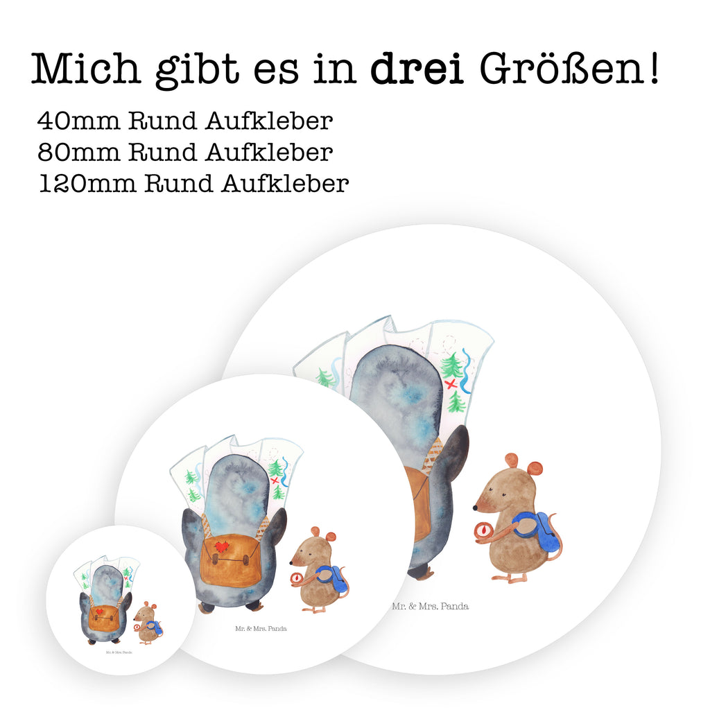 40mm Rund Aufkleber Pinguin & Maus Wanderer Sticker, Aufkleber, Etikett, Pinguin, Pinguine, Abenteurer, Abenteuer, Roadtrip, Ausflug, Wanderlust, wandern