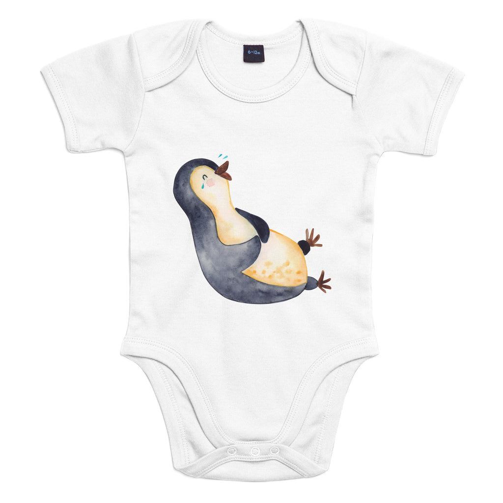 Organic Baby Body Pinguin lachend Babykleidung, Babystrampler, Strampler, Wickelbody, Baby Erstausstattung, Junge, Mädchen, Pinguin, Pinguine, lustiger Spruch, Optimismus, Fröhlich, Lachen, Humor, Fröhlichkeit