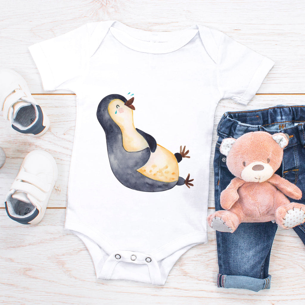 Organic Baby Body Pinguin lachend Babykleidung, Babystrampler, Strampler, Wickelbody, Baby Erstausstattung, Junge, Mädchen, Pinguin, Pinguine, lustiger Spruch, Optimismus, Fröhlich, Lachen, Humor, Fröhlichkeit