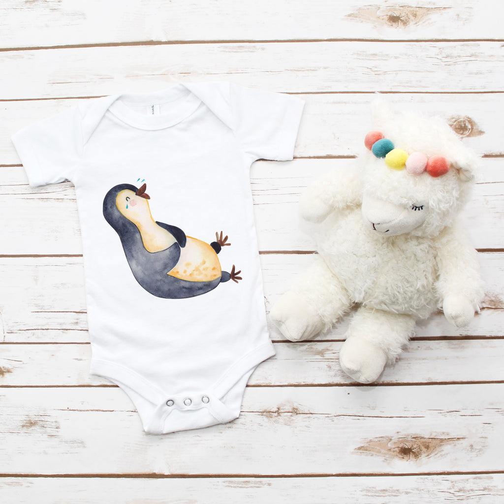 Organic Baby Body Pinguin lachend Babykleidung, Babystrampler, Strampler, Wickelbody, Baby Erstausstattung, Junge, Mädchen, Pinguin, Pinguine, lustiger Spruch, Optimismus, Fröhlich, Lachen, Humor, Fröhlichkeit