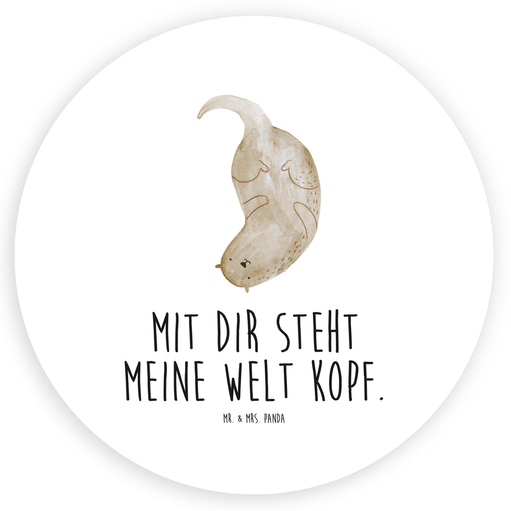 40mm Rund Aufkleber Otter kopfüber Sticker, Aufkleber, Etikett, Otter, Fischotter, Seeotter, Otter Seeotter See Otter