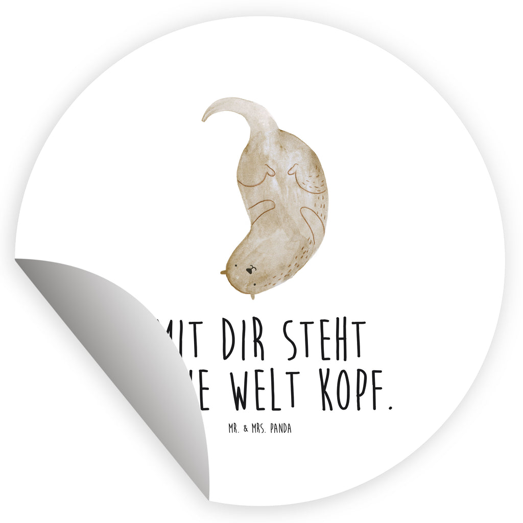 40mm Rund Aufkleber Otter kopfüber Sticker, Aufkleber, Etikett, Otter, Fischotter, Seeotter, Otter Seeotter See Otter