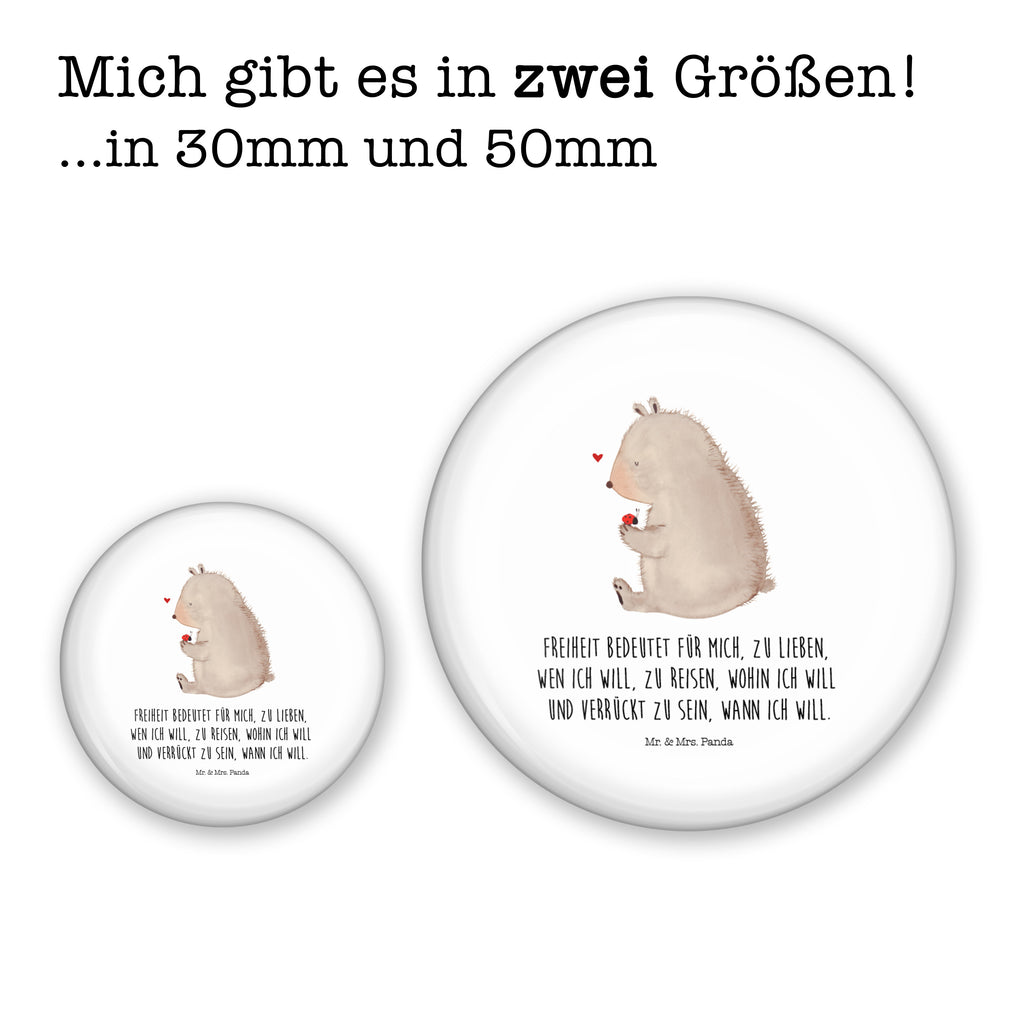 50mm Button Bär mit Marienkäfer 50mm Button, Button, Pin, Anstecknadel, Bär, Teddy, Teddybär, Marienkäfer, Liebe, Freiheit, Motivation, Das Leben ist schön