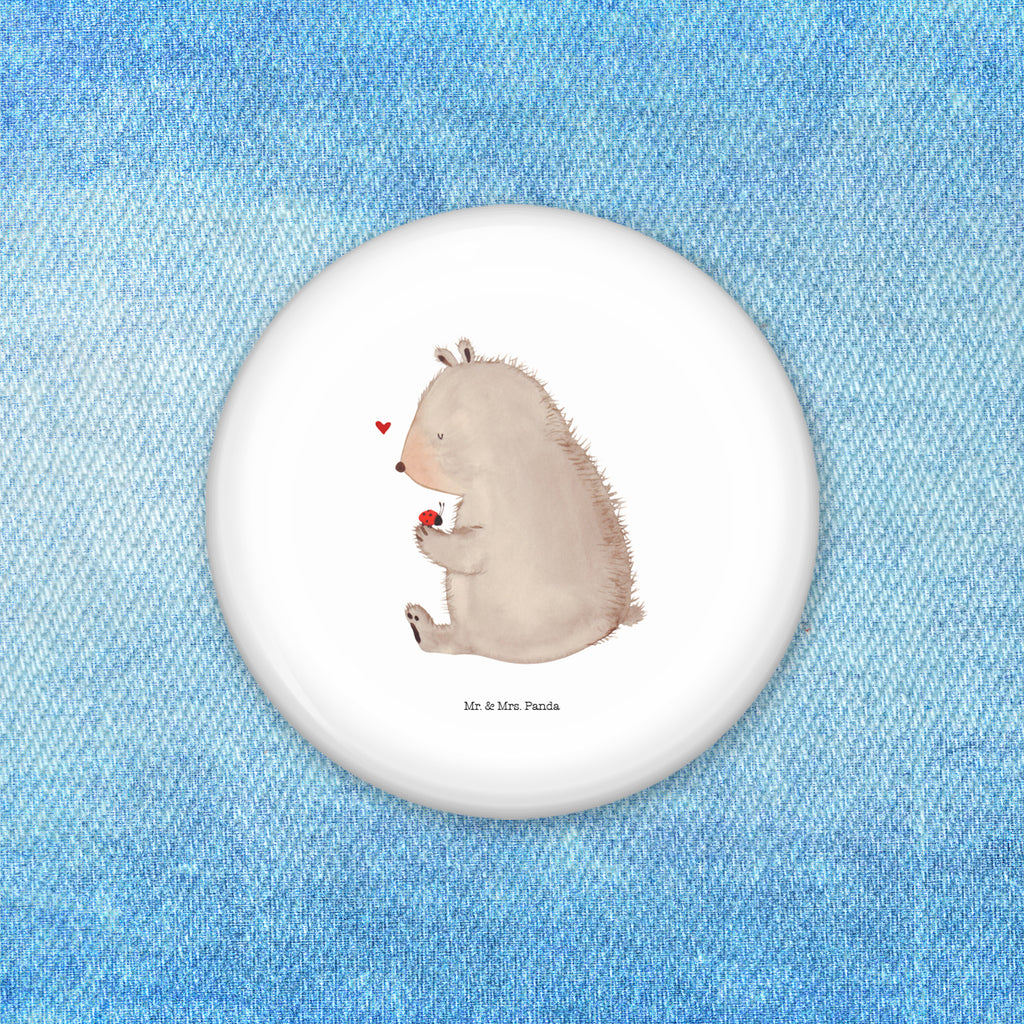 50mm Button Bär mit Marienkäfer 50mm Button, Button, Pin, Anstecknadel, Bär, Teddy, Teddybär, Marienkäfer, Liebe, Freiheit, Motivation, Das Leben ist schön
