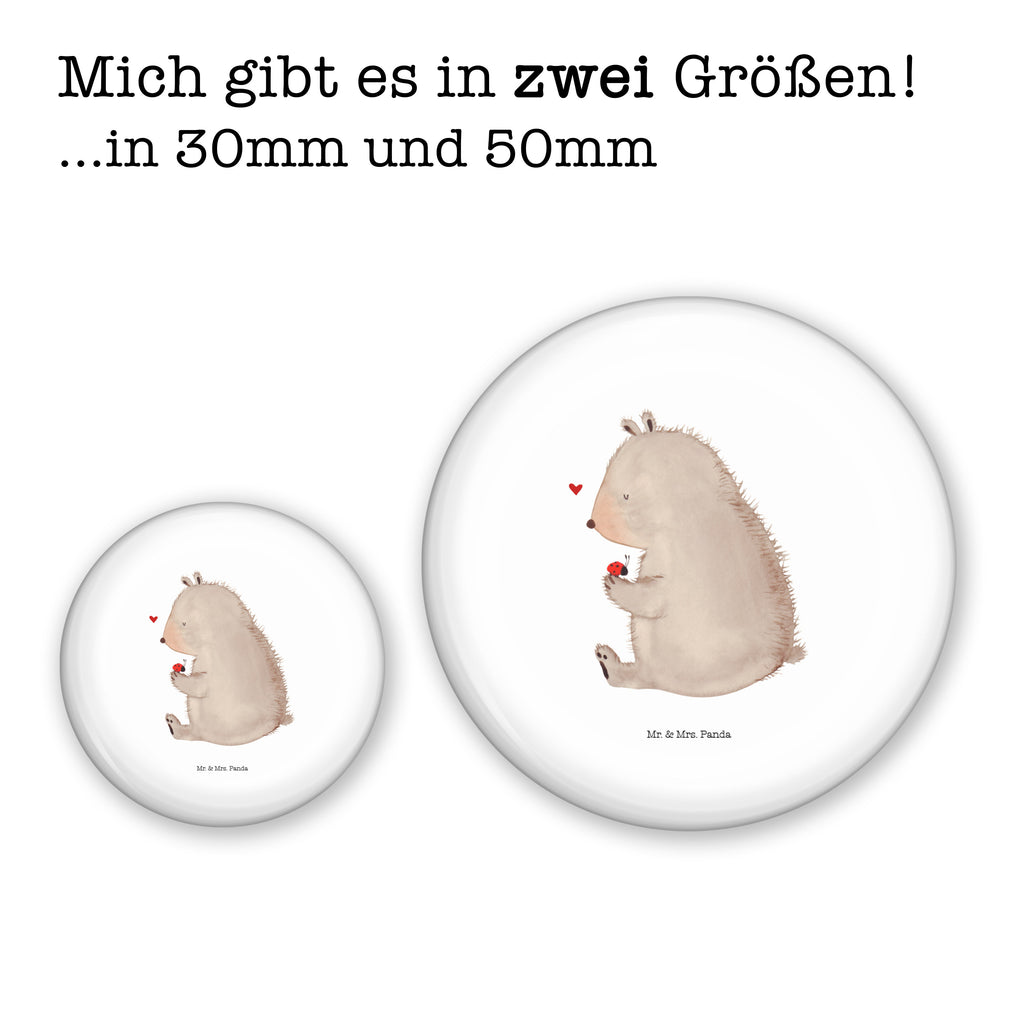 50mm Button Bär mit Marienkäfer 50mm Button, Button, Pin, Anstecknadel, Bär, Teddy, Teddybär, Marienkäfer, Liebe, Freiheit, Motivation, Das Leben ist schön