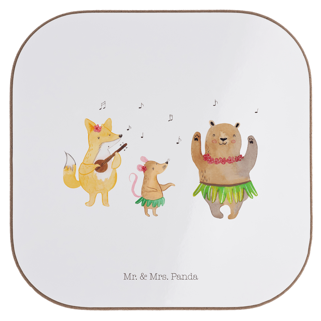 Quadratische Untersetzer Waldtiere Aloha Bierdeckel, Glasuntersetzer, Untersetzer Gläser, Getränkeuntersetzer, Tiermotive, Gute Laune, lustige Sprüche, Tiere, Wald, Waldtiere, Musik, Aloha, Bär, Hase, Igel, Tanzen, Leben, Lachen