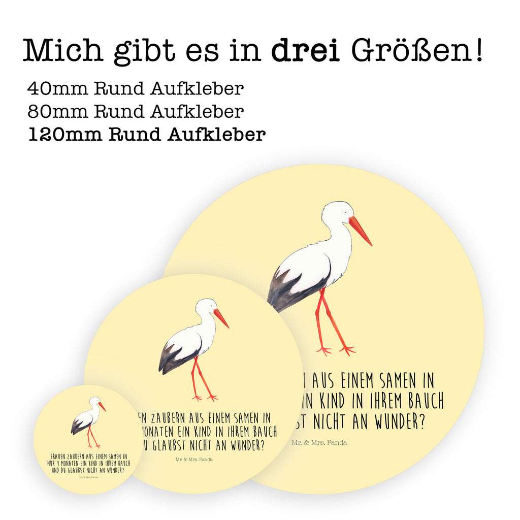 120mm Rund Aufkleber Storch Sticker, Aufkleber, Etikett, Kinder, rund, Tiermotive, Gute Laune, lustige Sprüche, Tiere, Storch, Störche, Schwangerschaft, Geburt, Mutter, Mütter, Mutter werden, Schwanger, Babybauch, Baby