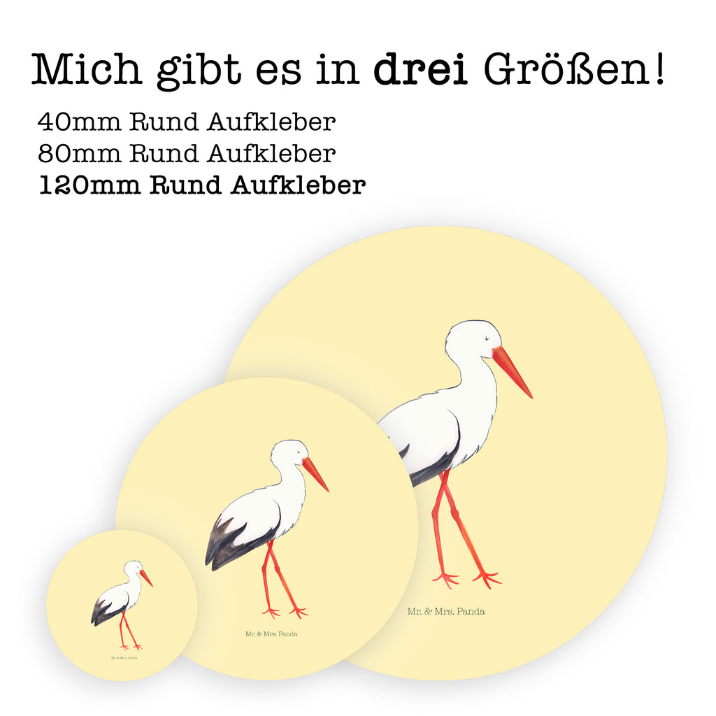 120mm Rund Aufkleber Storch Sticker, Aufkleber, Etikett, Kinder, rund, Tiermotive, Gute Laune, lustige Sprüche, Tiere, Storch, Störche, Schwangerschaft, Geburt, Mutter, Mütter, Mutter werden, Schwanger, Babybauch, Baby