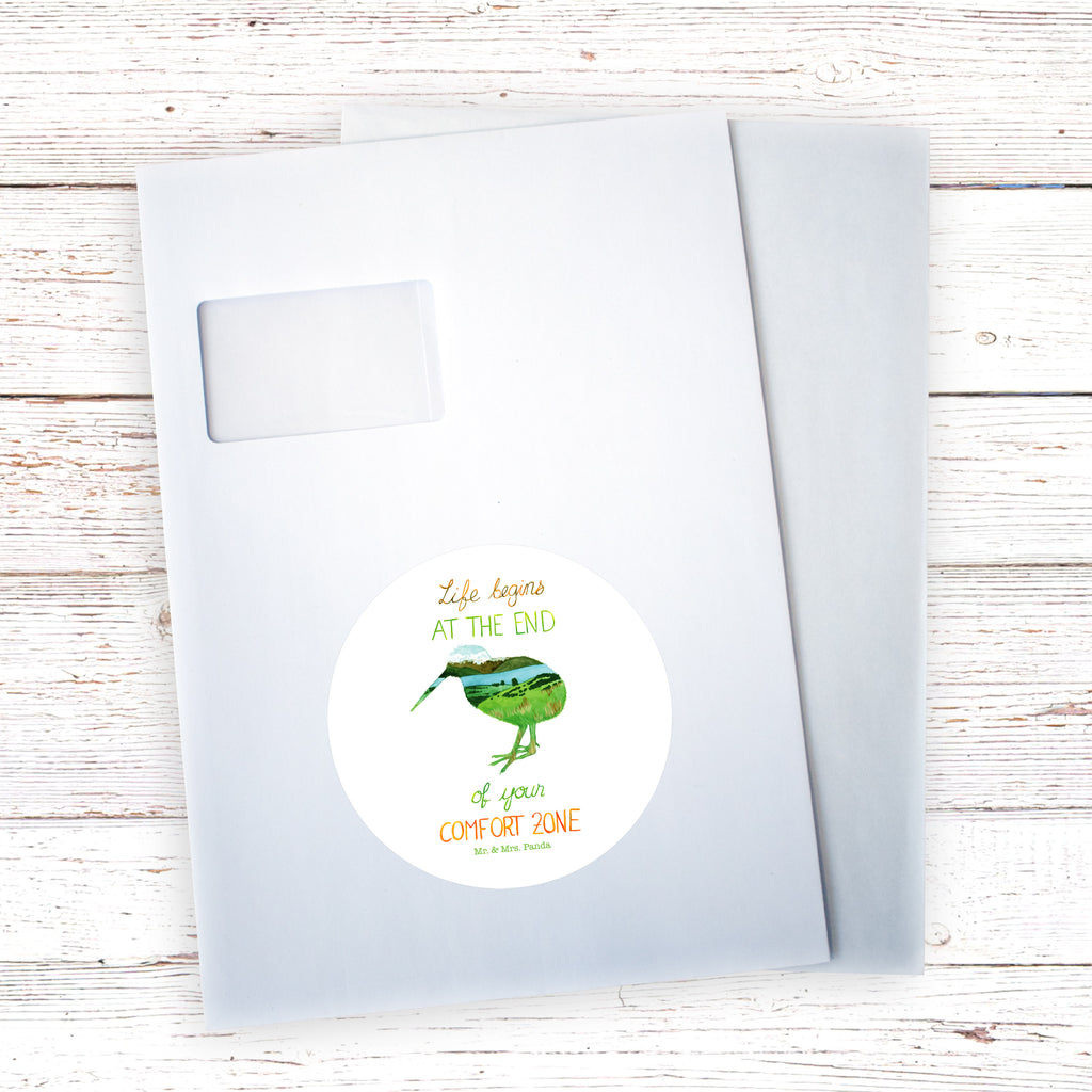 120mm Rund Aufkleber Kiwi Neuseeland Sticker, Aufkleber, Etikett, Kinder, rund, Blumen Deko, Frühlings Deko, Sommer Deko, Dekoration, positive Botschaft, Naturliebhaber, Outdoor, Natur, Abenteuer, Neuseeland, New Zealand, Kiwi, Kiwivogel, Komfortzone, Life begins, Motivation, Leben