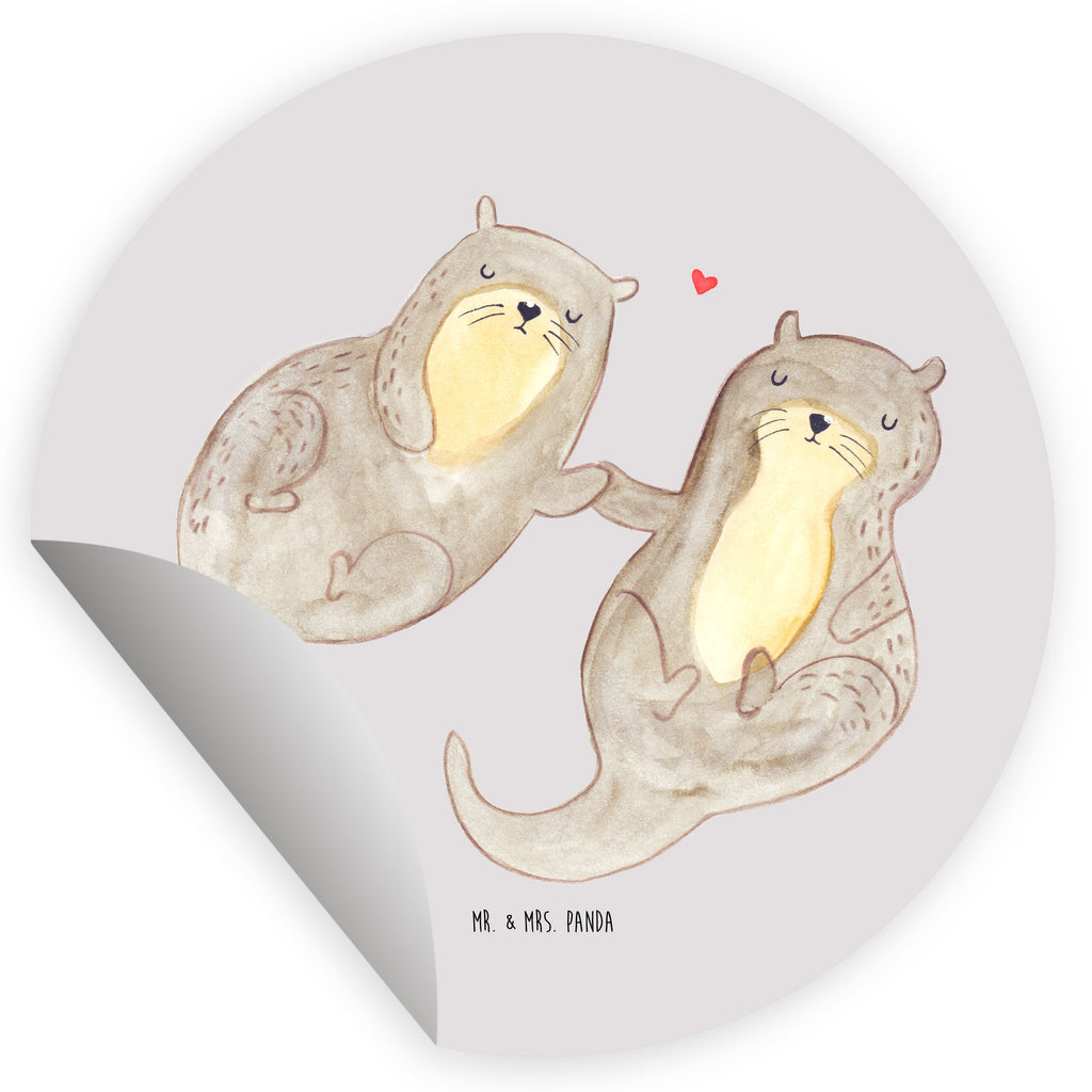 120mm Rund Aufkleber Otter händchenhaltend Sticker, Aufkleber, Etikett, Kinder, rund, Otter, Fischotter, Seeotter, Otter Seeotter See Otter