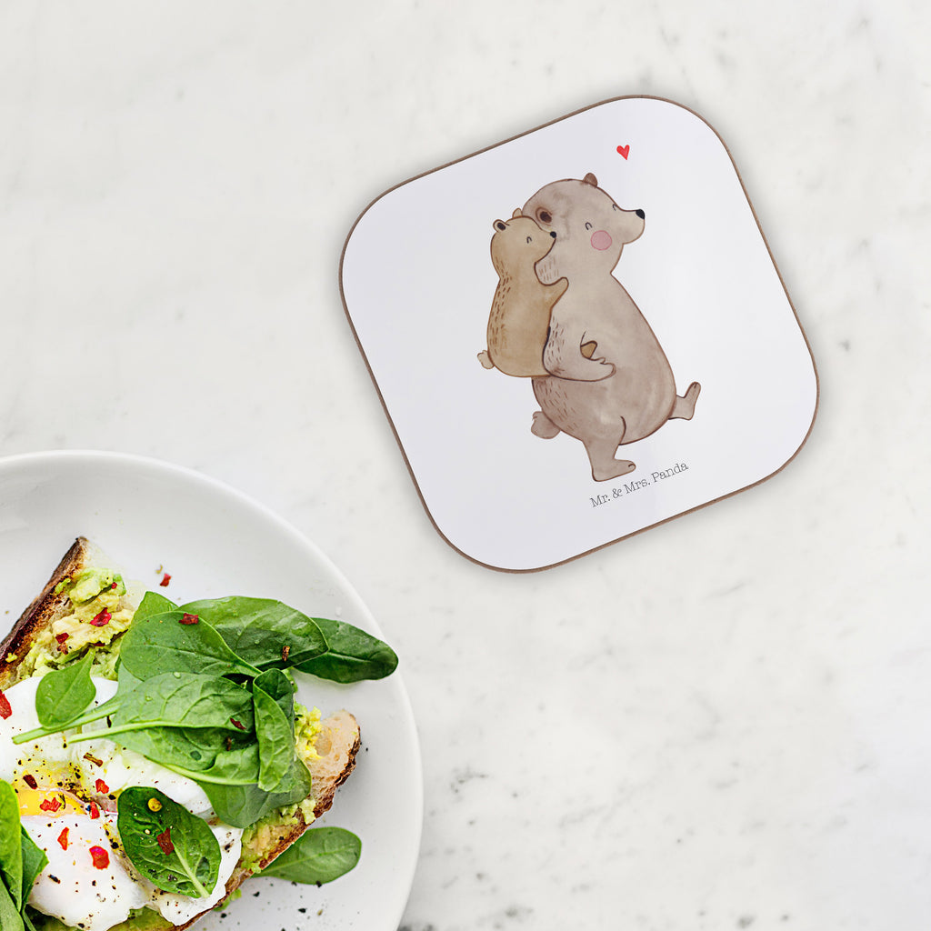 Quadratische Untersetzer Papa Bär Bierdeckel, Glasuntersetzer, Untersetzer Gläser, Getränkeuntersetzer, Familie, Vatertag, Muttertag, Bruder, Schwester, Mama, Papa, Oma, Opa, Geschenk, Vater, Papi, Vati, Onkel, Geburtstag