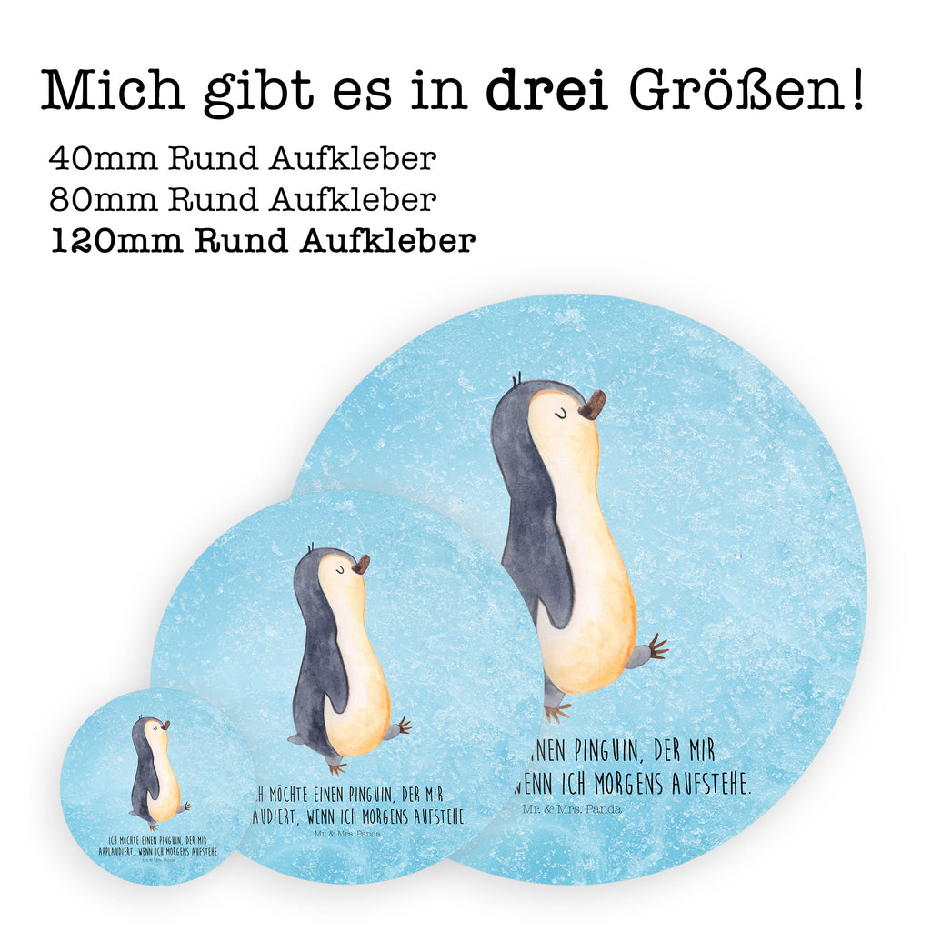 120mm Rund Aufkleber Pinguin marschierend Sticker, Aufkleber, Etikett, Kinder, rund, Pinguin, Pinguine, Frühaufsteher, Langschläfer, Bruder, Schwester, Familie