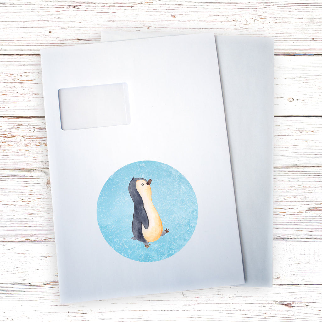 120mm Rund Aufkleber Pinguin marschierend Sticker, Aufkleber, Etikett, Kinder, rund, Pinguin, Pinguine, Frühaufsteher, Langschläfer, Bruder, Schwester, Familie