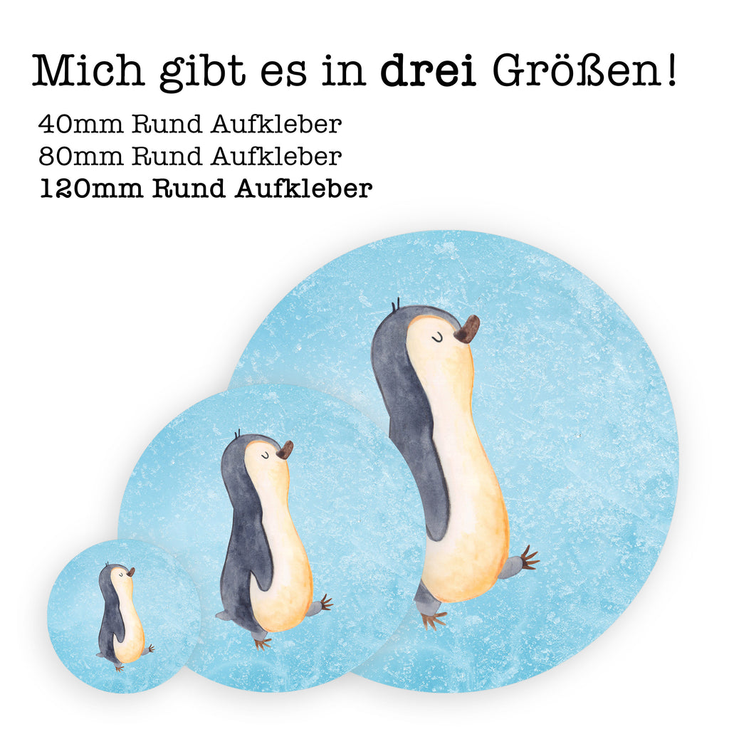 120mm Rund Aufkleber Pinguin marschierend Sticker, Aufkleber, Etikett, Kinder, rund, Pinguin, Pinguine, Frühaufsteher, Langschläfer, Bruder, Schwester, Familie