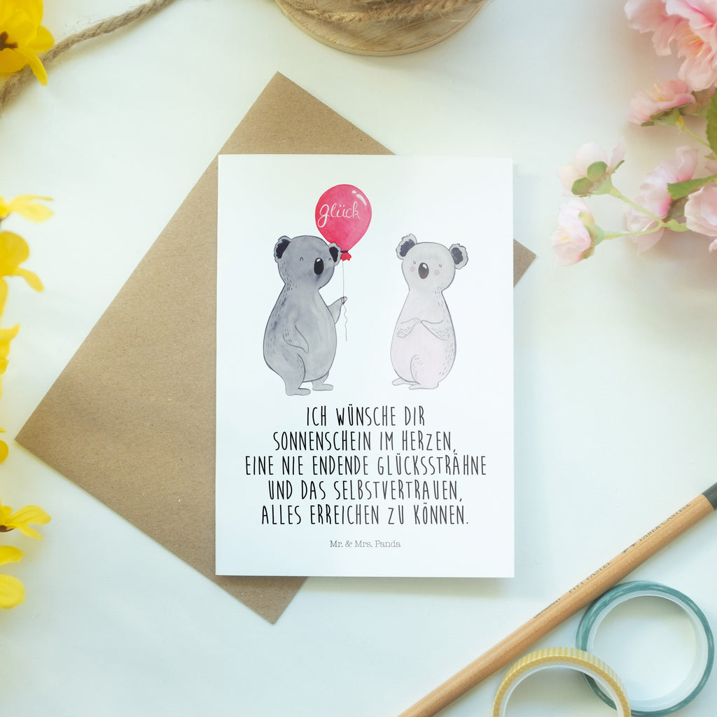 Grußkarte Koala Luftballon Klappkarte, Einladungskarte, Glückwunschkarte, Hochzeitskarte, Geburtstagskarte, Karte, Koala, Koalabär, Luftballon, Party, Geburtstag, Geschenk