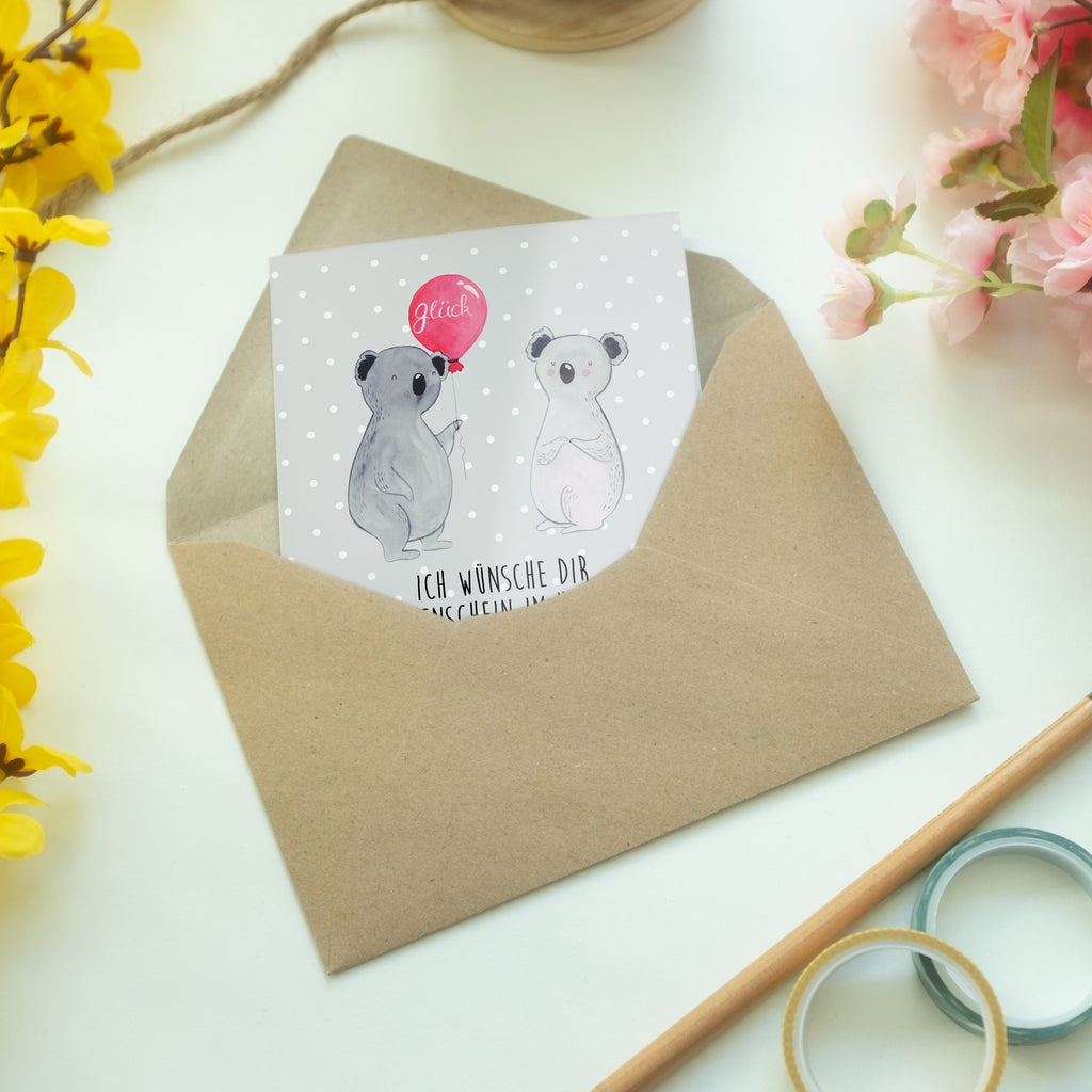 Grußkarte Koala Luftballon Klappkarte, Einladungskarte, Glückwunschkarte, Hochzeitskarte, Geburtstagskarte, Karte, Koala, Koalabär, Luftballon, Party, Geburtstag, Geschenk