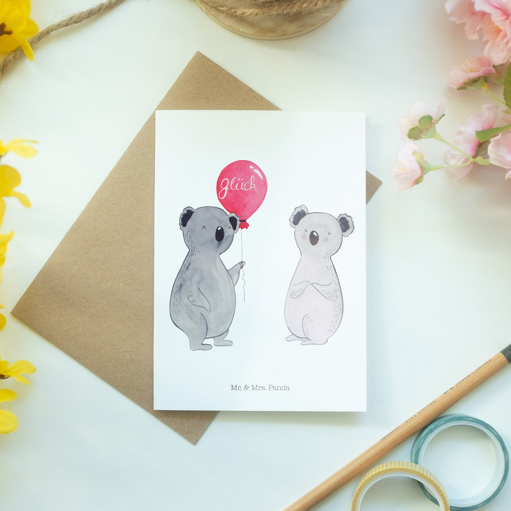 Grußkarte Koala Luftballon Klappkarte, Einladungskarte, Glückwunschkarte, Hochzeitskarte, Geburtstagskarte, Karte, Koala, Koalabär, Luftballon, Party, Geburtstag, Geschenk