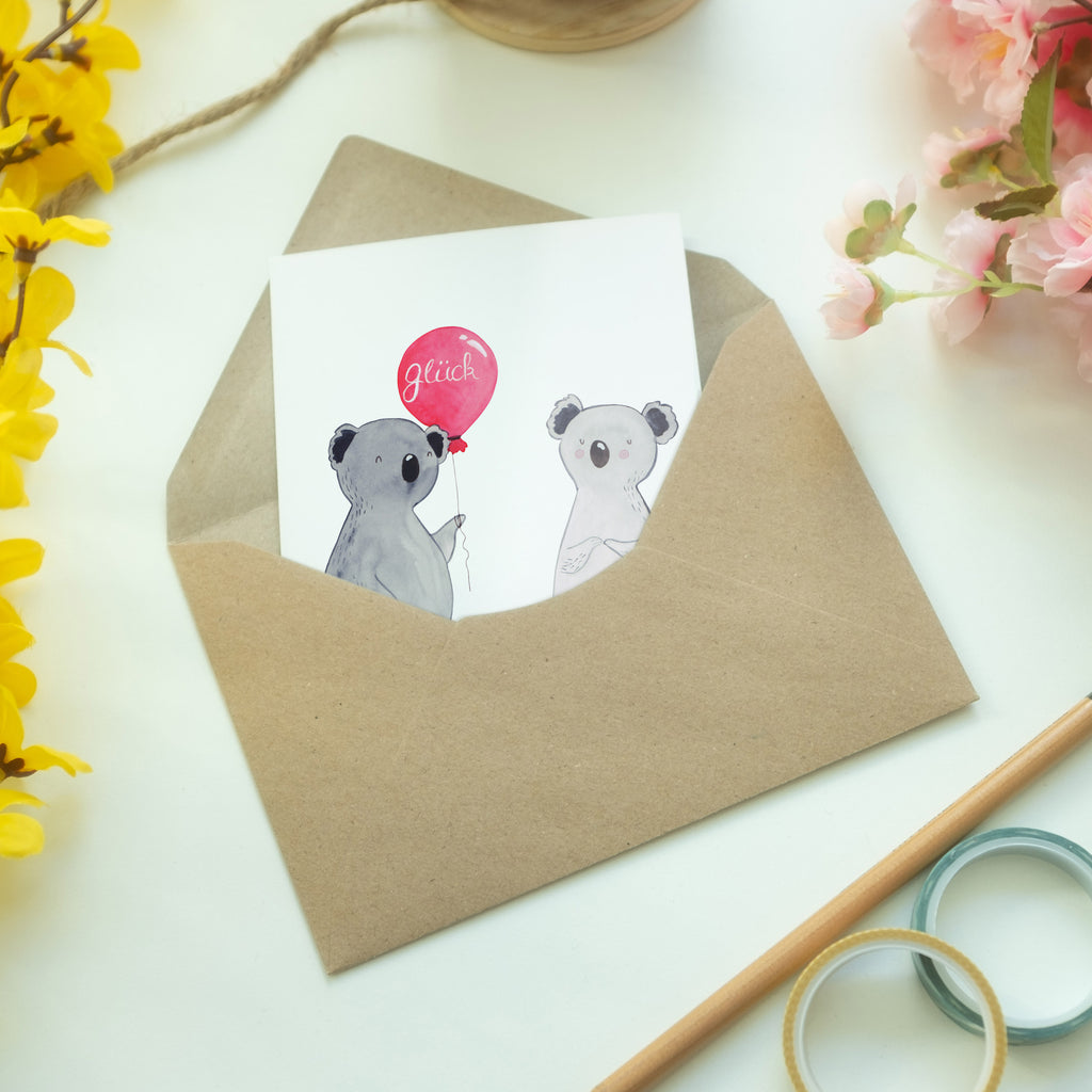 Grußkarte Koala Luftballon Klappkarte, Einladungskarte, Glückwunschkarte, Hochzeitskarte, Geburtstagskarte, Karte, Koala, Koalabär, Luftballon, Party, Geburtstag, Geschenk