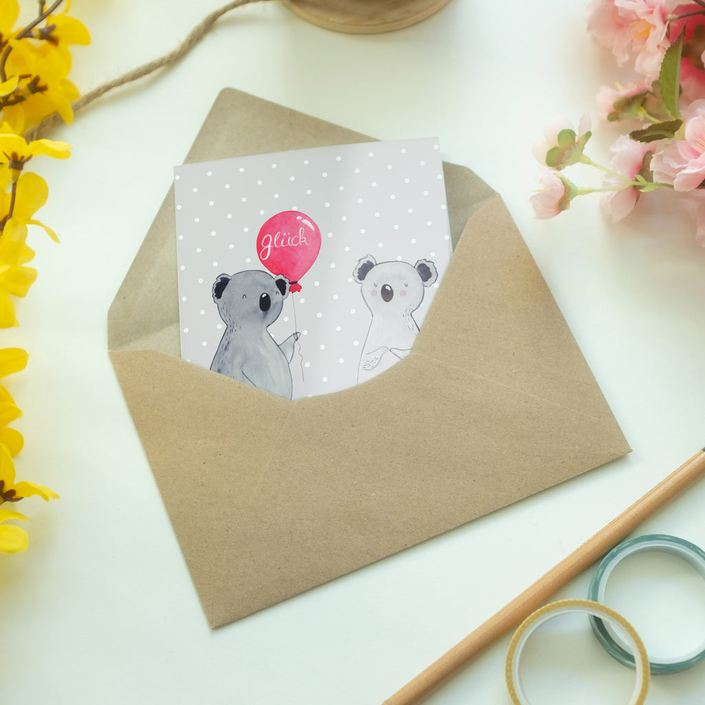 Grußkarte Koala Luftballon Klappkarte, Einladungskarte, Glückwunschkarte, Hochzeitskarte, Geburtstagskarte, Karte, Koala, Koalabär, Luftballon, Party, Geburtstag, Geschenk