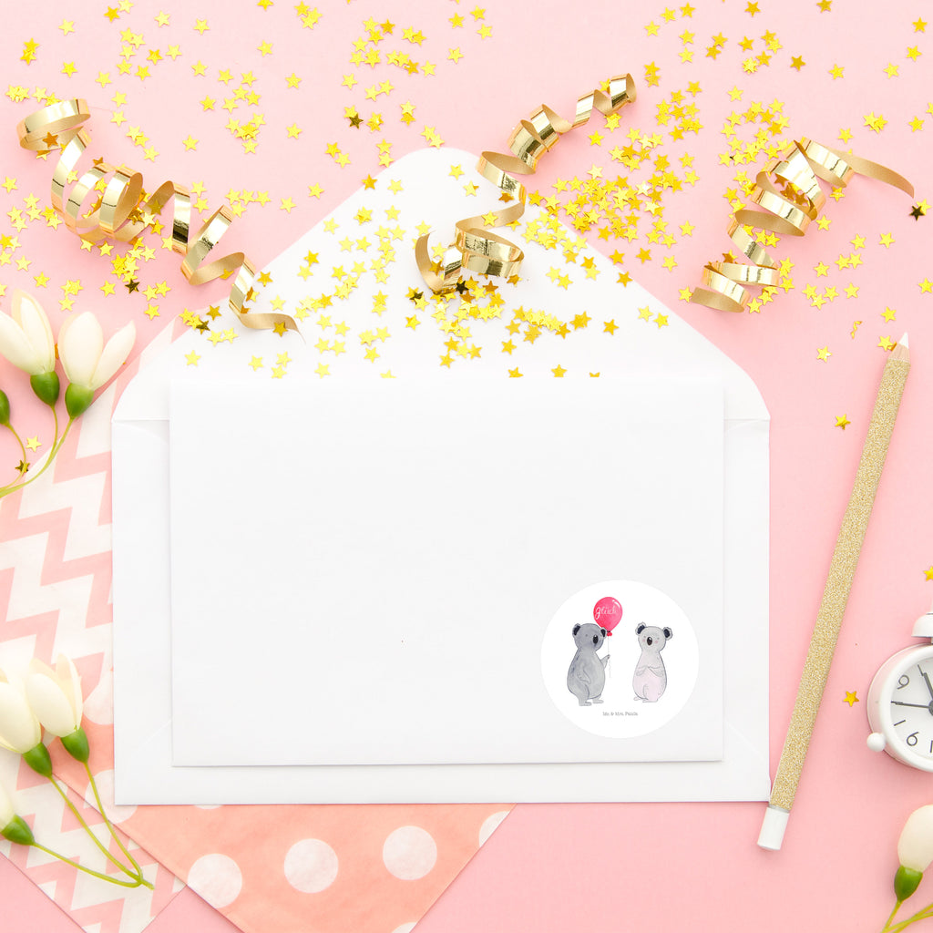 40mm Rund Aufkleber Koala Luftballon Sticker, Aufkleber, Etikett, Koala, Koalabär, Luftballon, Party, Geburtstag, Geschenk