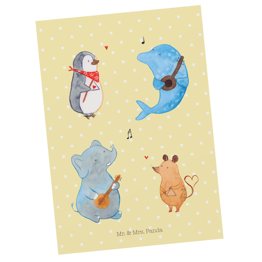 Postkarte Big Band Geschenkkarte, Grußkarte, Karte, Einladung, Ansichtskarte, Geburtstagskarte, Einladungskarte, Dankeskarte, Tiermotive, Gute Laune, lustige Sprüche, Tiere, Hund, Pinguin, Maus, Elefant, Delfin, Gitarre, Band, Triangel, Musikanten, Musik