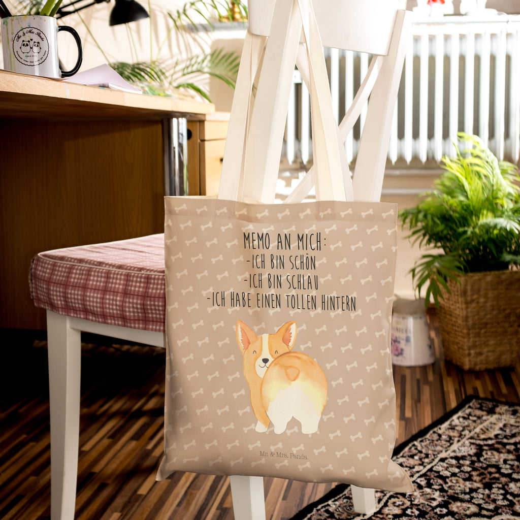 Einkaufstasche Corgie Po Tragetasche, Tasche, Beutel, Stofftasche, Baumwolltasche, Umhängetasche, Shopper, Hund, Hundemotiv, Haustier, Hunderasse, Tierliebhaber, Hundebesitzer, Sprüche, Corgie, Hundeliebe, Motivation, Selbstliebe, Spruch