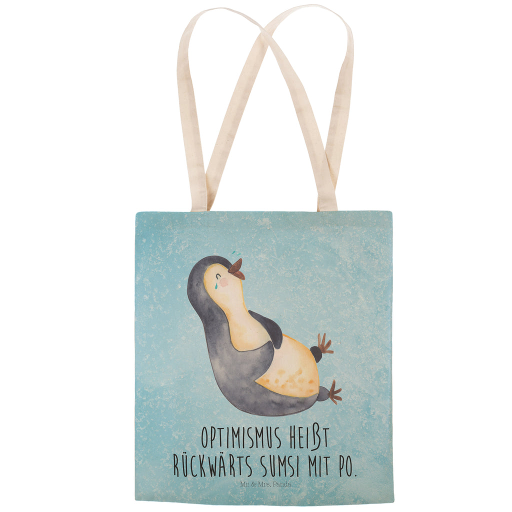Einkaufstasche Pinguin lachend Tragetasche, Tasche, Beutel, Stofftasche, Baumwolltasche, Umhängetasche, Shopper, Pinguin, Pinguine, lustiger Spruch, Optimismus, Fröhlich, Lachen, Humor, Fröhlichkeit