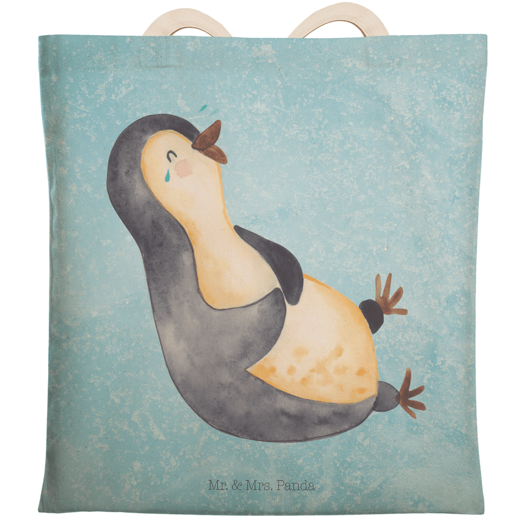 Einkaufstasche Pinguin lachend Tragetasche, Tasche, Beutel, Stofftasche, Baumwolltasche, Umhängetasche, Shopper, Pinguin, Pinguine, lustiger Spruch, Optimismus, Fröhlich, Lachen, Humor, Fröhlichkeit